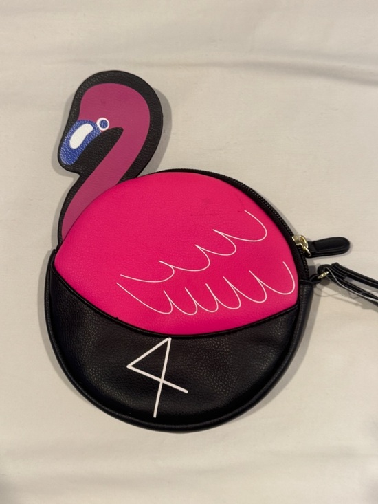 Betsey Johnson Handbags - Betsey Johnson Pink and Black Flamingo Wristlet Clutch